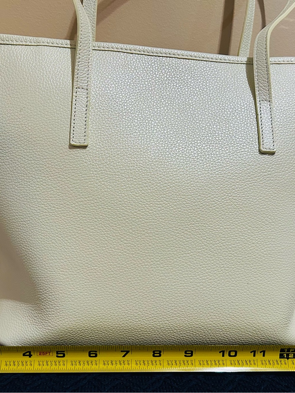 Women’s White Perforated Tote Bag with Charm - Picture 3 of 10